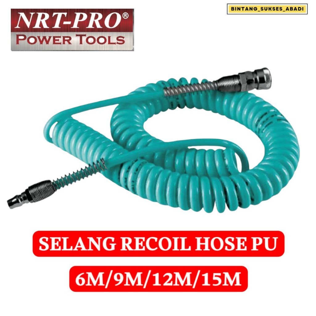 Selang Recoil Hose PU NRT-PRO Selang Kompresor Angin Spiral Tahan Tekanan Tinggi Lentur Hemat Tempat