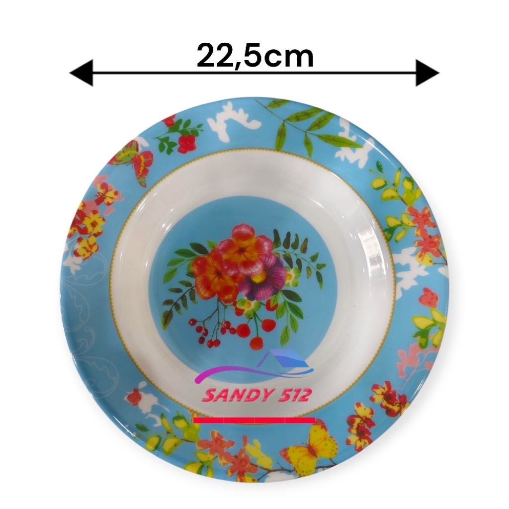 Piring makan melamin motif bunga