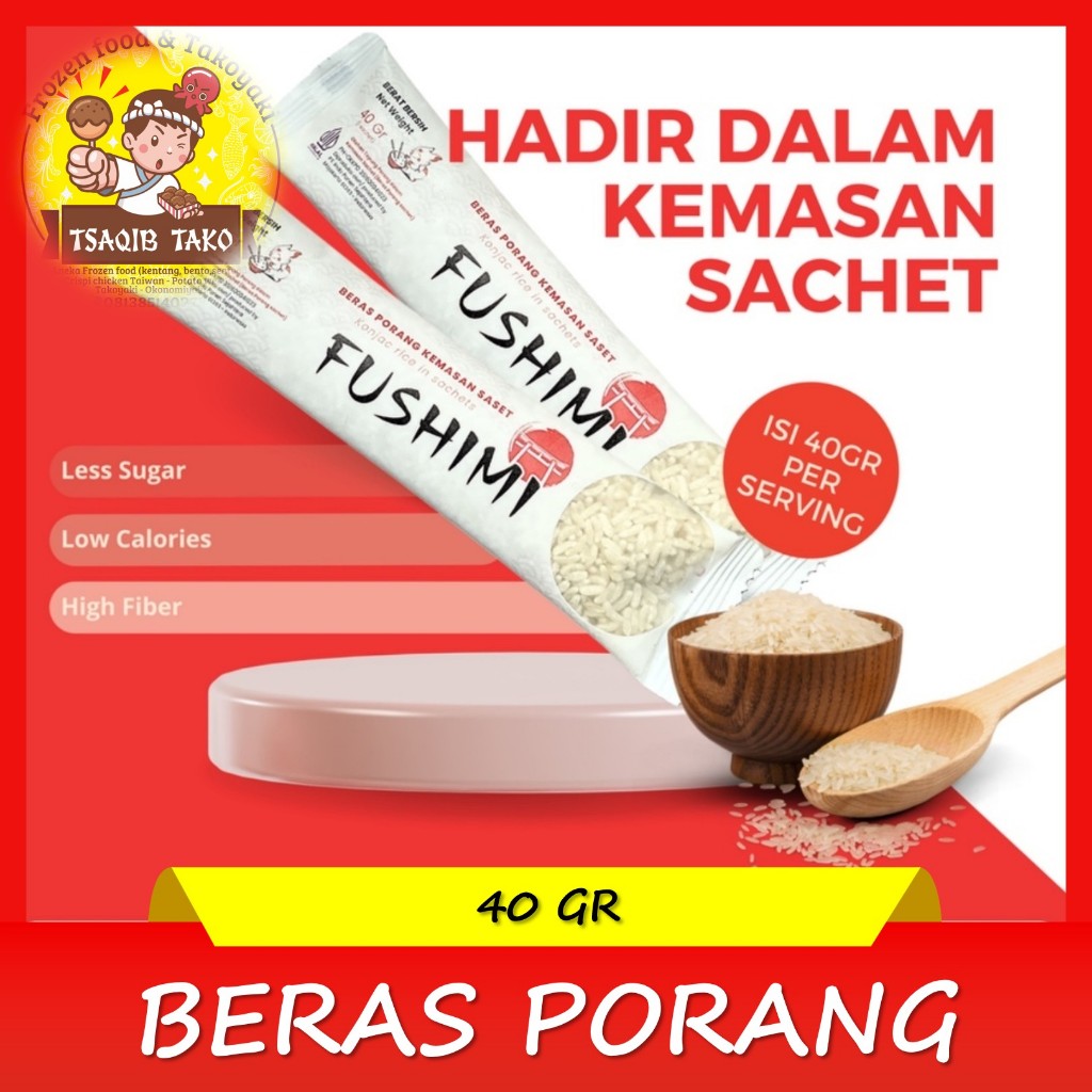 

Fushimi Beras Porang 40 gram Sachet Konjac Rice Beras Instan seperti Fukumi