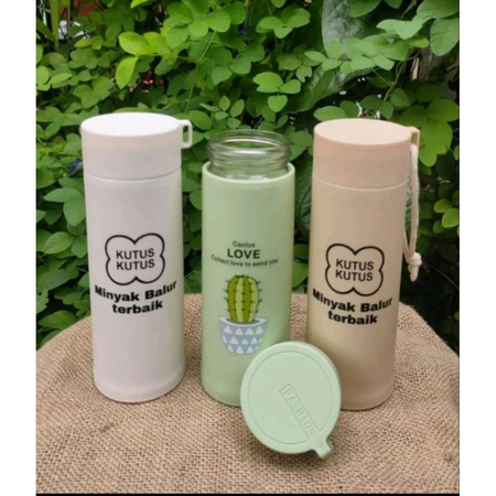 BOTOL MINUM KACA KAKTUS CUSTOM NAMA TANPA KEMAS