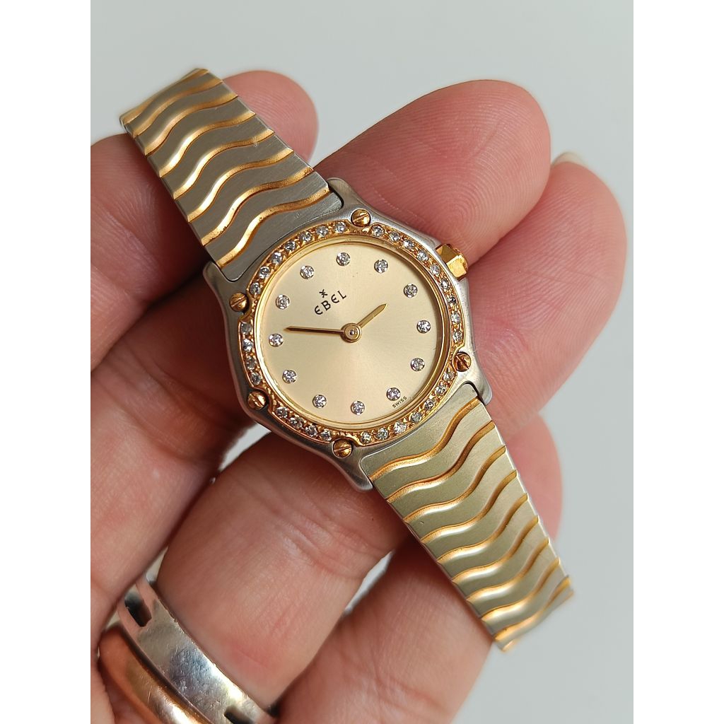 Ebel classic wave wanita 1057901 original dial mop index diamond bezel diamond bekas bagus normal se