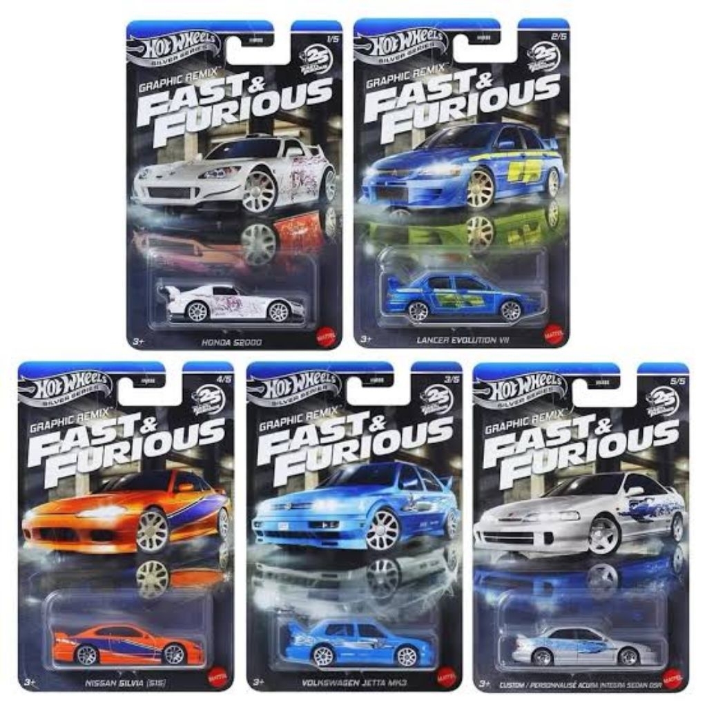 Diecast Hot Wheels Fast and Furious  & fnf FF Monalisa S15 Silvia S2000 Lancer Evo Evolution VII Acu
