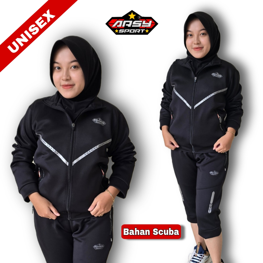 Arsy Sport - Jaket Olahraga Wanita Pria Bahan Scuba Elastis
