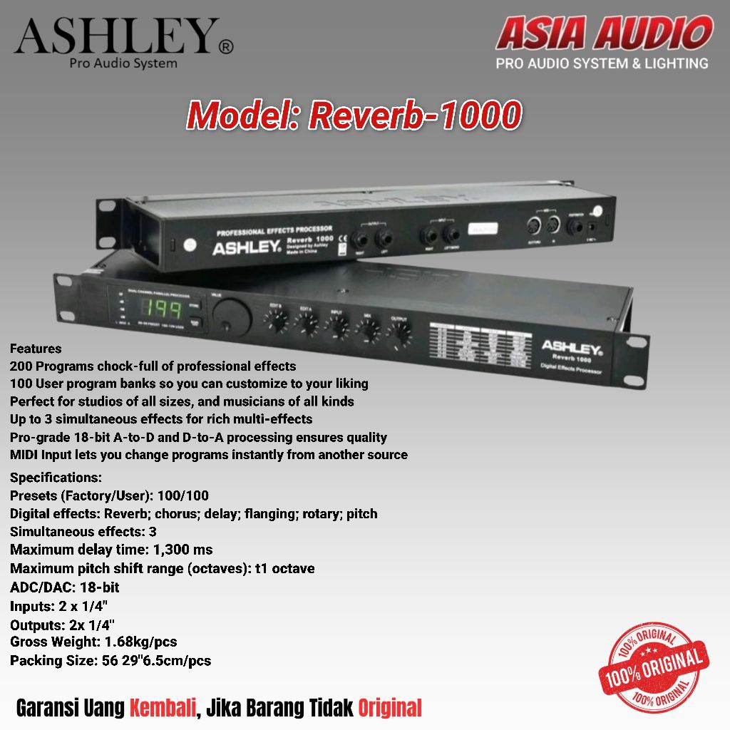EFFECT VOCAL ASHLEY REVERB-1000