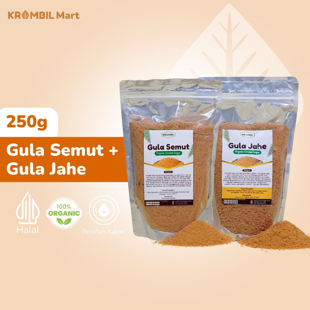 Gula Kelapa Semut dan Jahe Bubuk Instant 250g