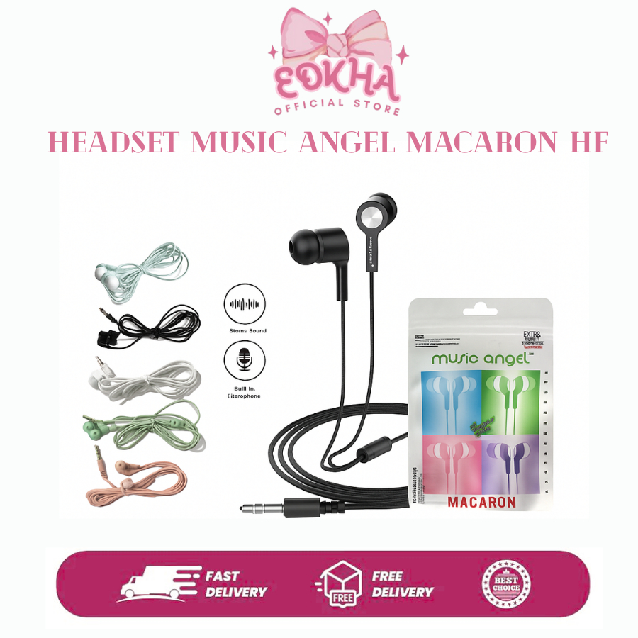 EDKHA - Headset Music Angel Macaron Hf Musik Super bass Sound MP3 Handsfree Original