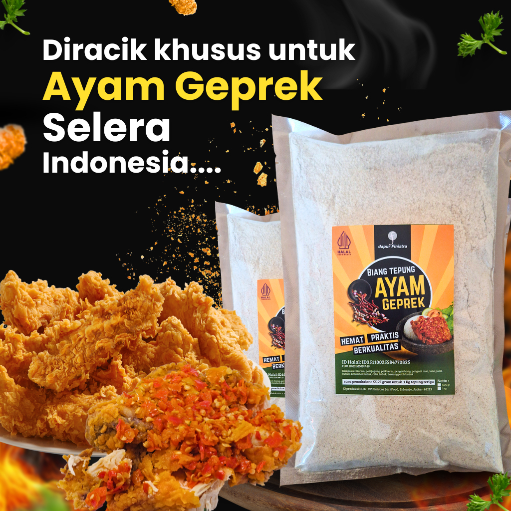 

Tepung Biang Ayam Geprek 500 Gram Dapur Finistra