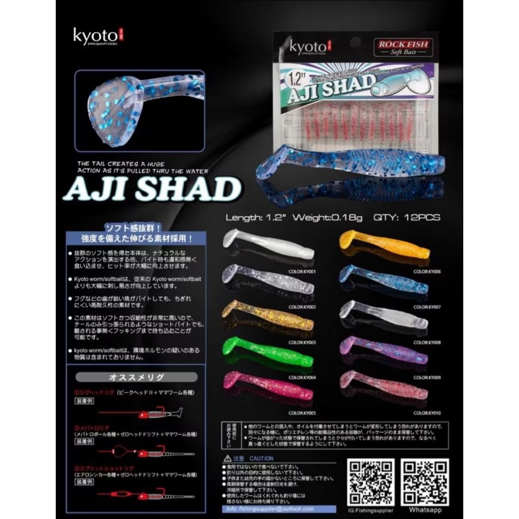 Umpan Pancing Soft Lure KYOTO seri AJI SHAD