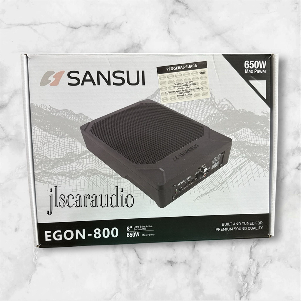 Subwoofer kolong audio mobil 8" SANSUI EGON Ultra Slim Active Subwoofer