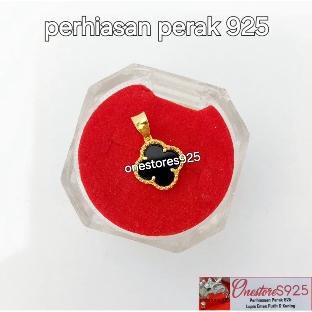 LIONTIN CLOVER PERAK 925 LAPIS EMAS KUNING