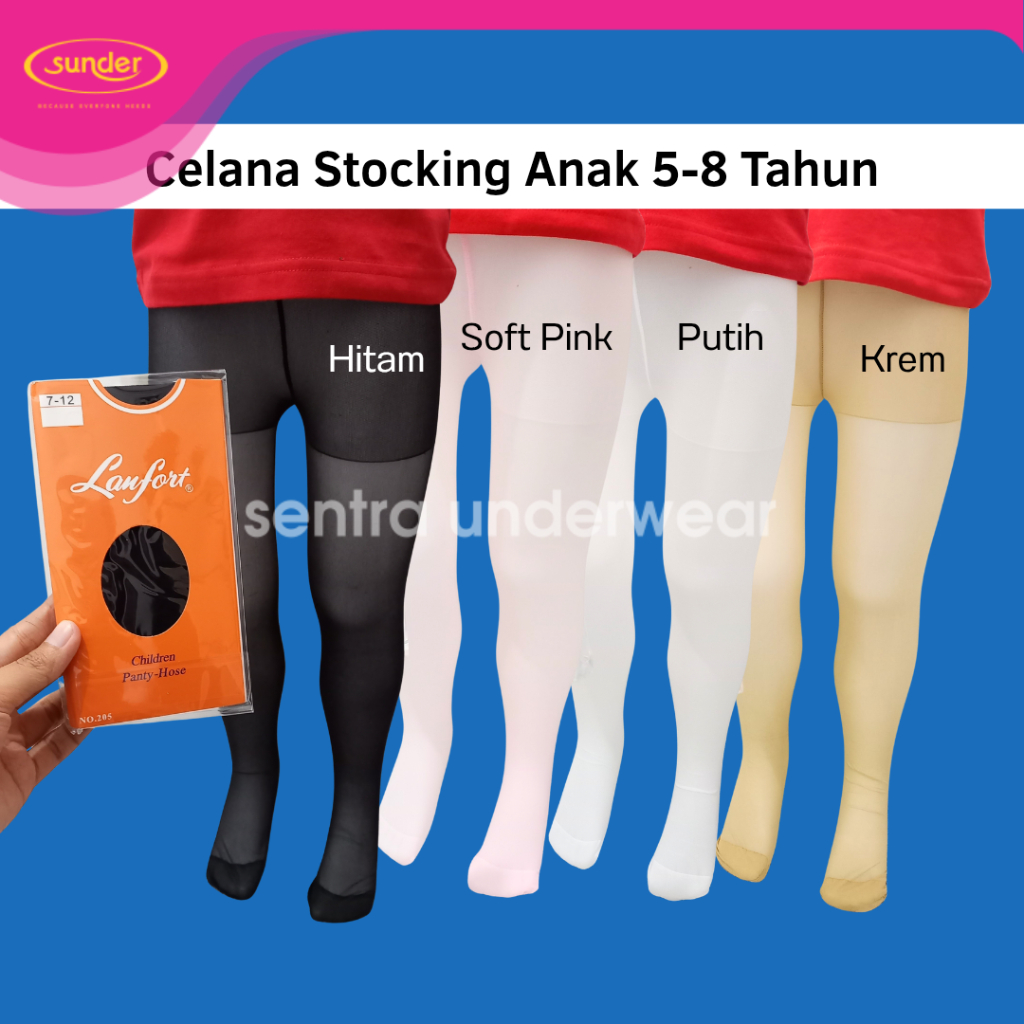 Stoking Anak Celana Stocking 5-8 Tahun Warna Kulit Transparan Polos Legging Pantyhose Hitam