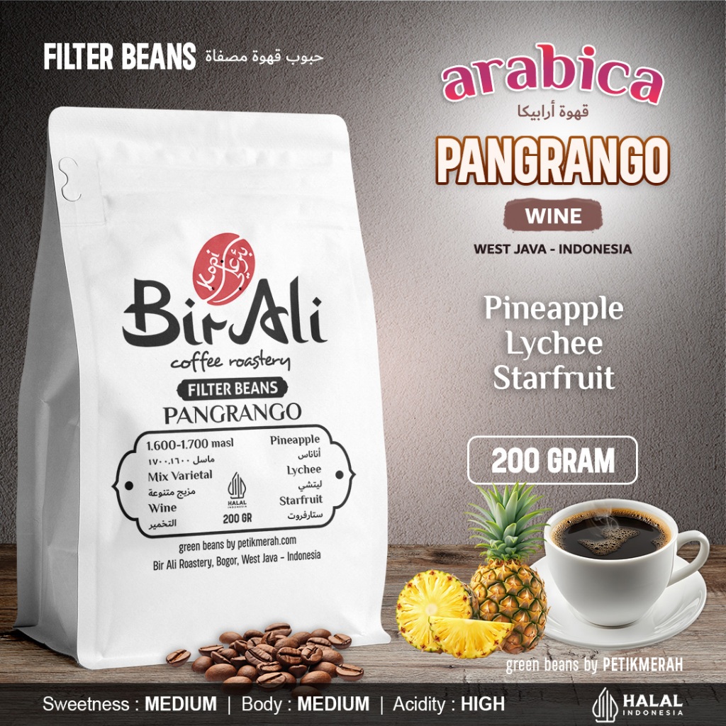 

PANGRANGO WINE Filter Beans Biji Kopi Bubuk Saring Fermentasi Arabika Arabica Petik Merah 200 Gram