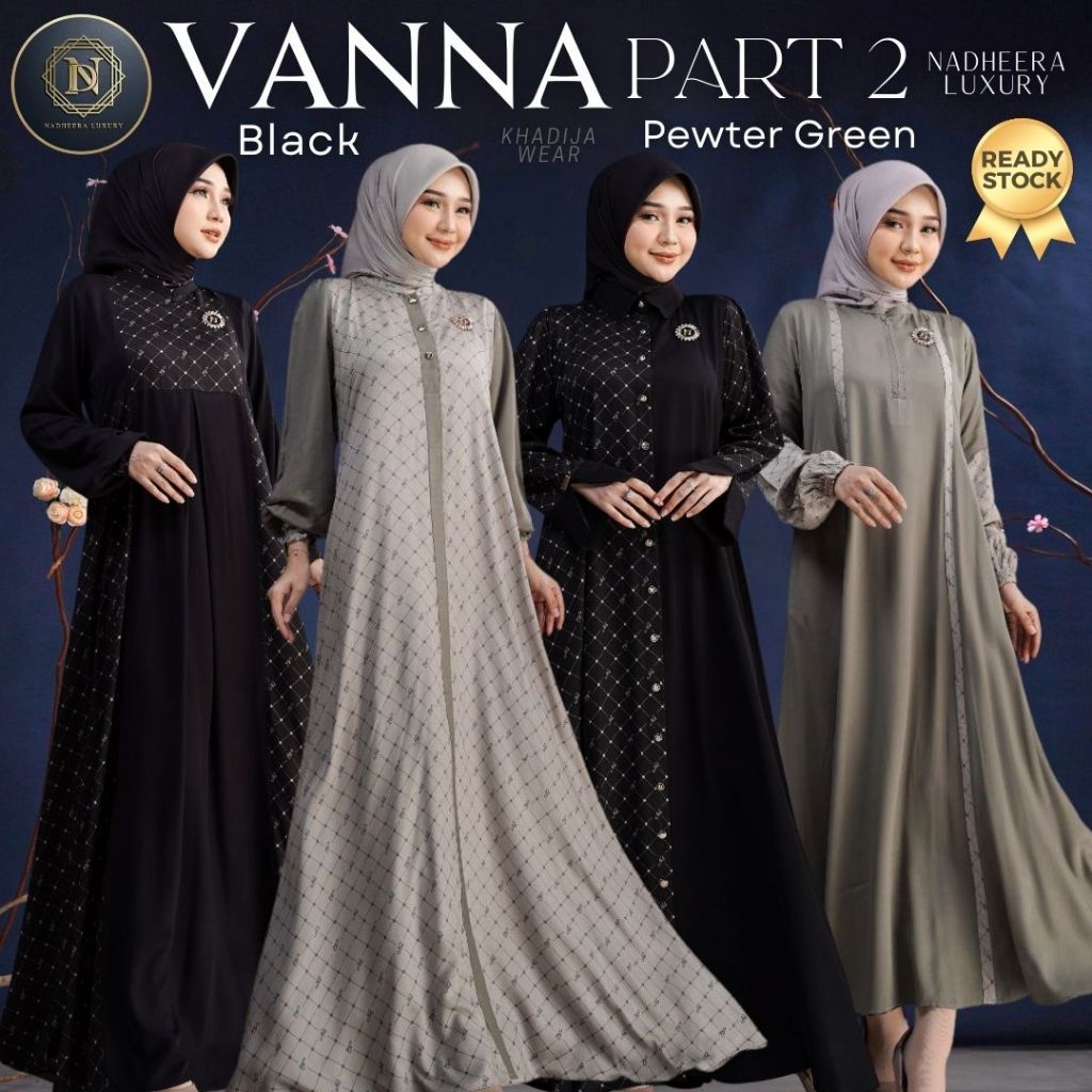 [BISA COD] VANNA DRESS MIDI 1 3 Black NADHEERA LUXURY RAYON PREMIUM TERBARU VANA GAMIS NADHERA ND