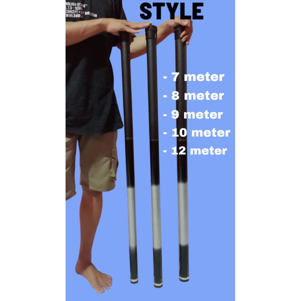 Tongkat Tegek Bendera Sholawat Ukuran Besar - Joran Tegek Ukuran 12 Meter 10 Meter 9 Meter 8 Meter 7