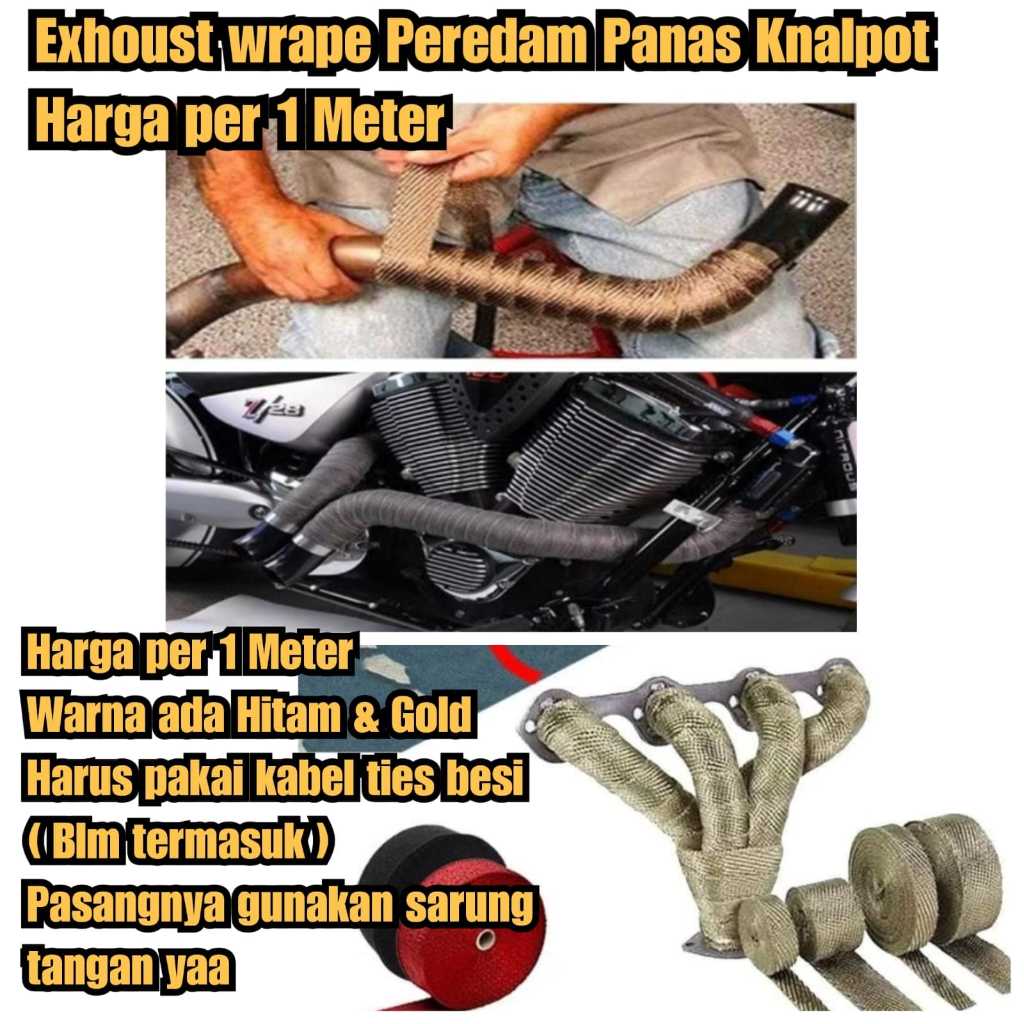 tali knalpot anti panas knalpot penahan panas knalpot Exhaust wrape peredam panas knalpot Motor