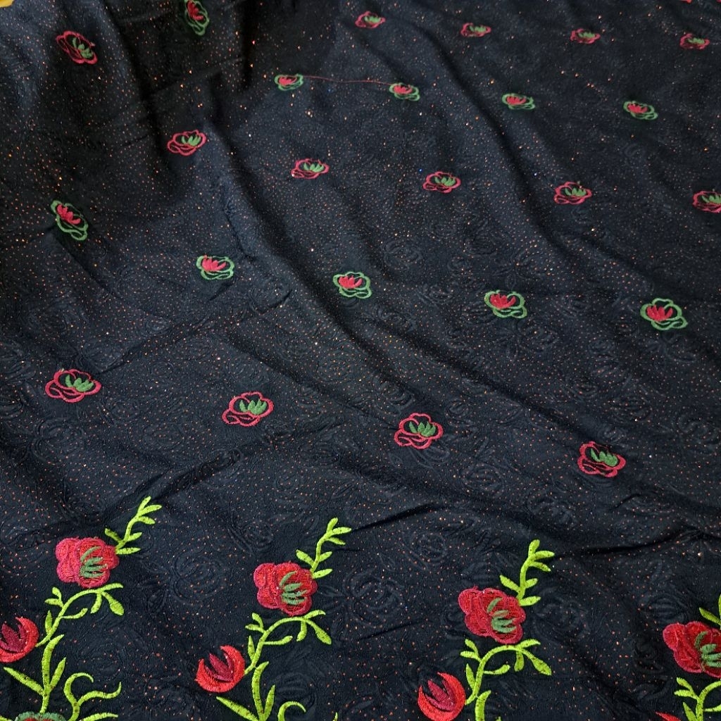 kain jaguar embos gliter - kain jaguar gliter import - jaguard motif bunga premium