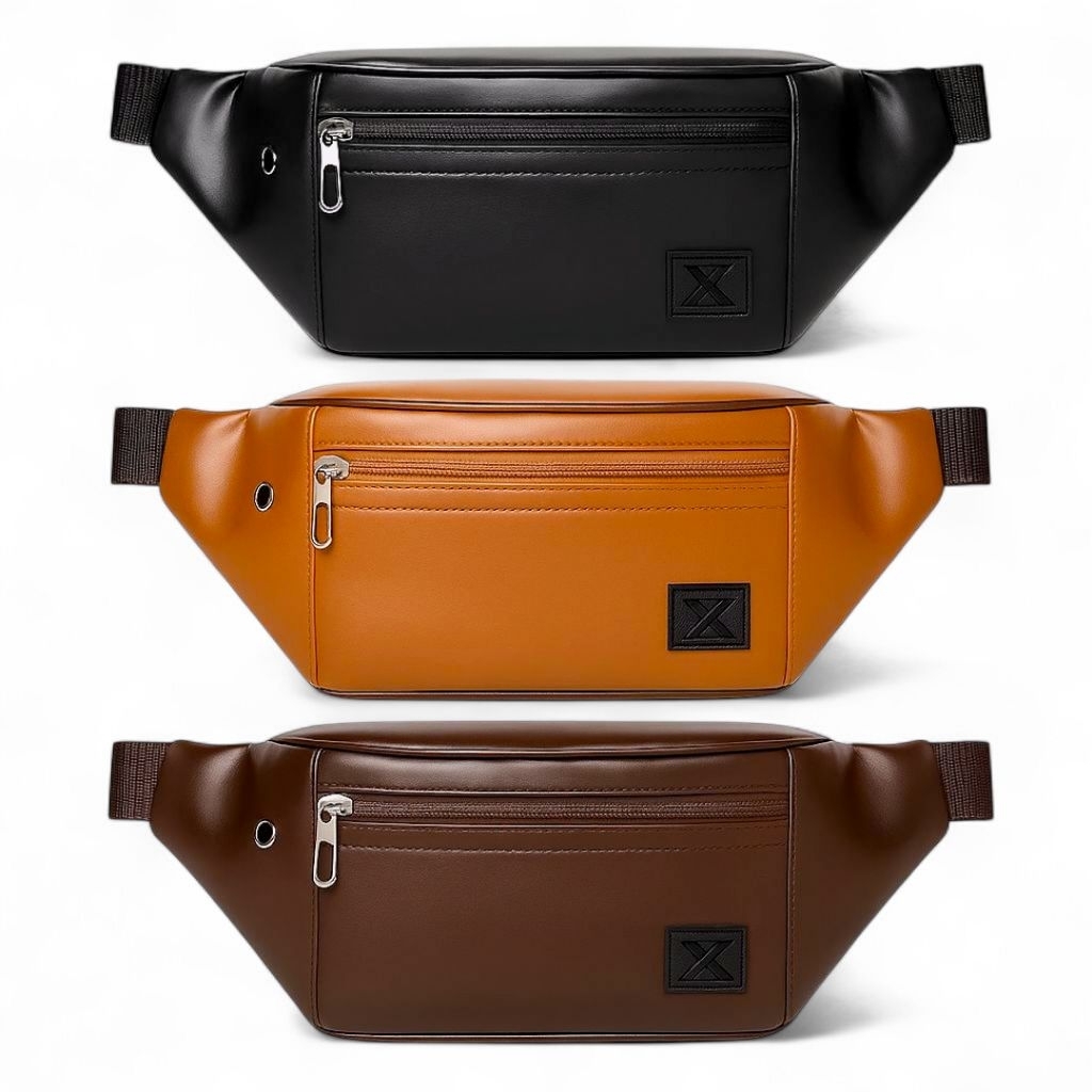 Waistbag Pria Murah Original DM | Tas Selempang Pria Import Kulit Sintetis Pu Premium