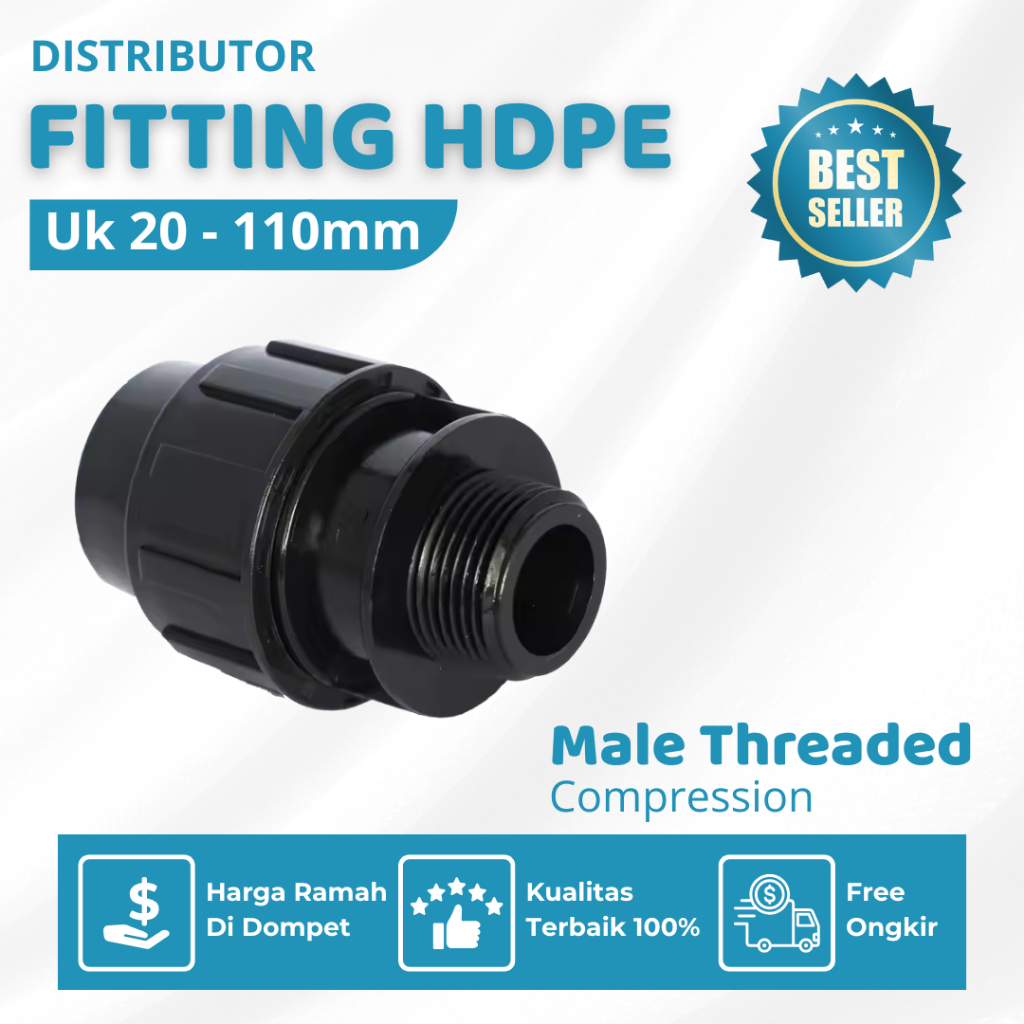 Grosir Sok Drat Luar Pipa Hdpe | Sambungan Pipa Hdpe Compression Male Thread  32 × 1"