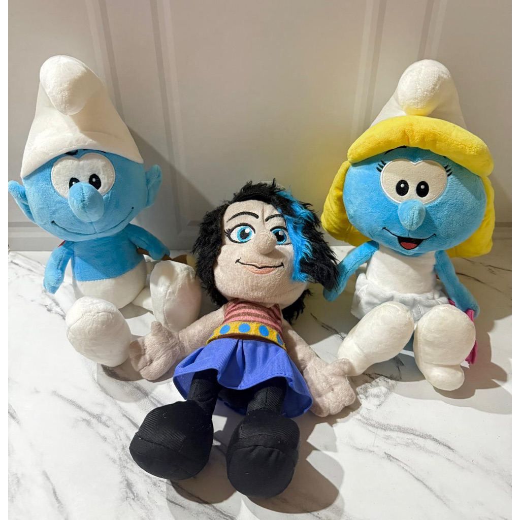 Boneka Plushie Smurfette, Smurf, & Vexy Smurf from Smurf Peyo