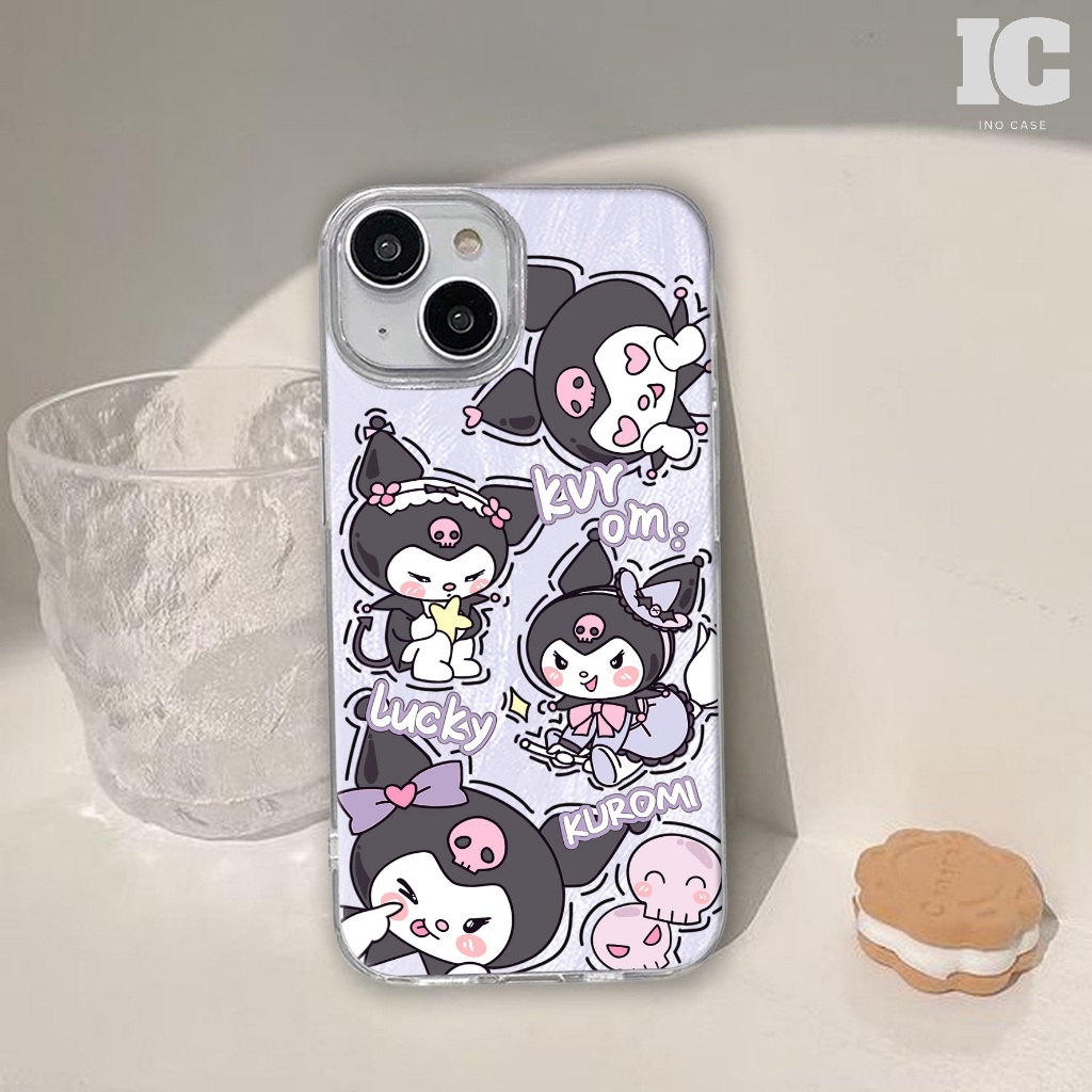 CASE KUROMI Android & Iphone ALL TYPE HP KUROMI Case + Strap - Cute Design for Multiple Phone Models
