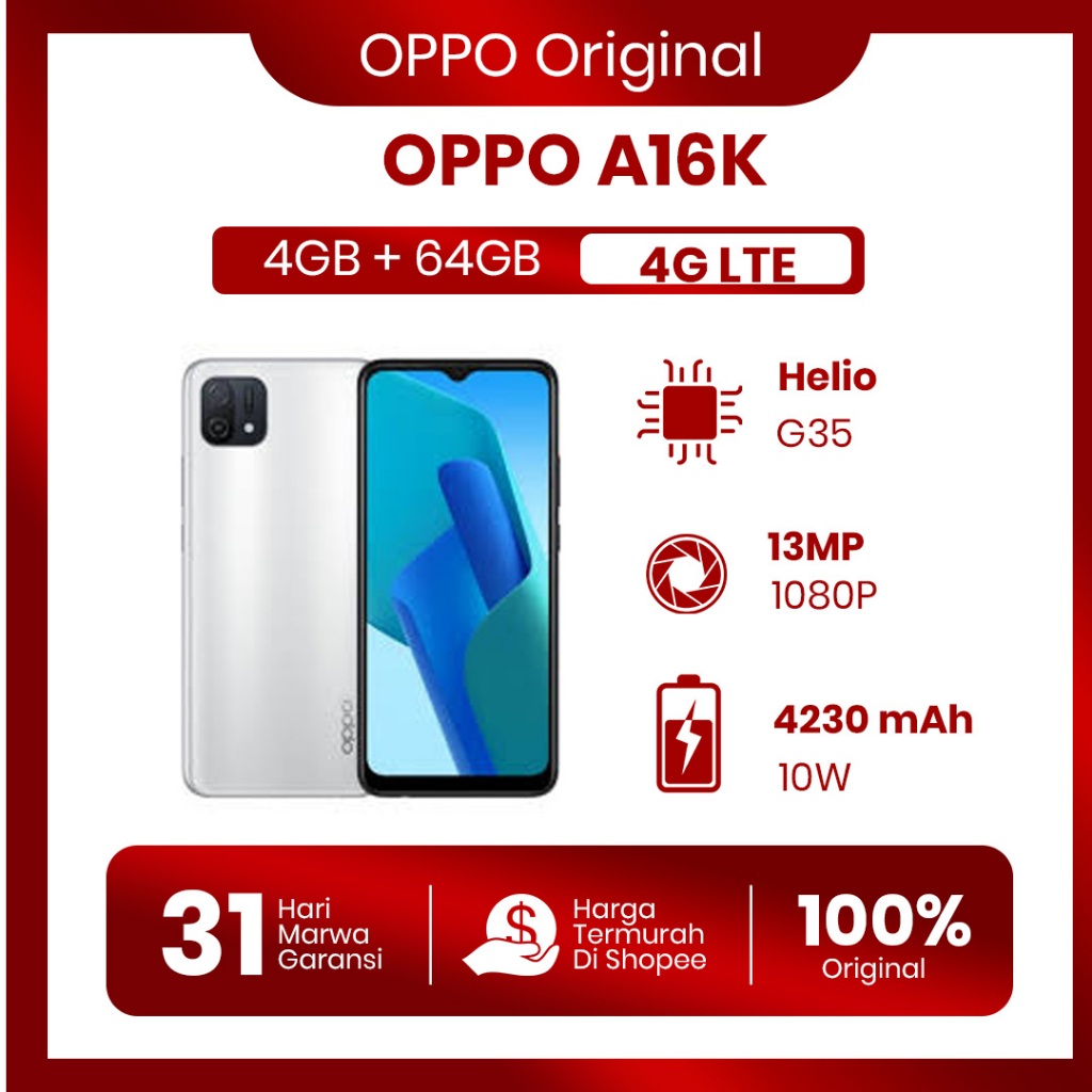OPPO A16k 4/64 GB FULLSET ORIGINAL SECOND BERGARANSI 100% UANG KEMBALI