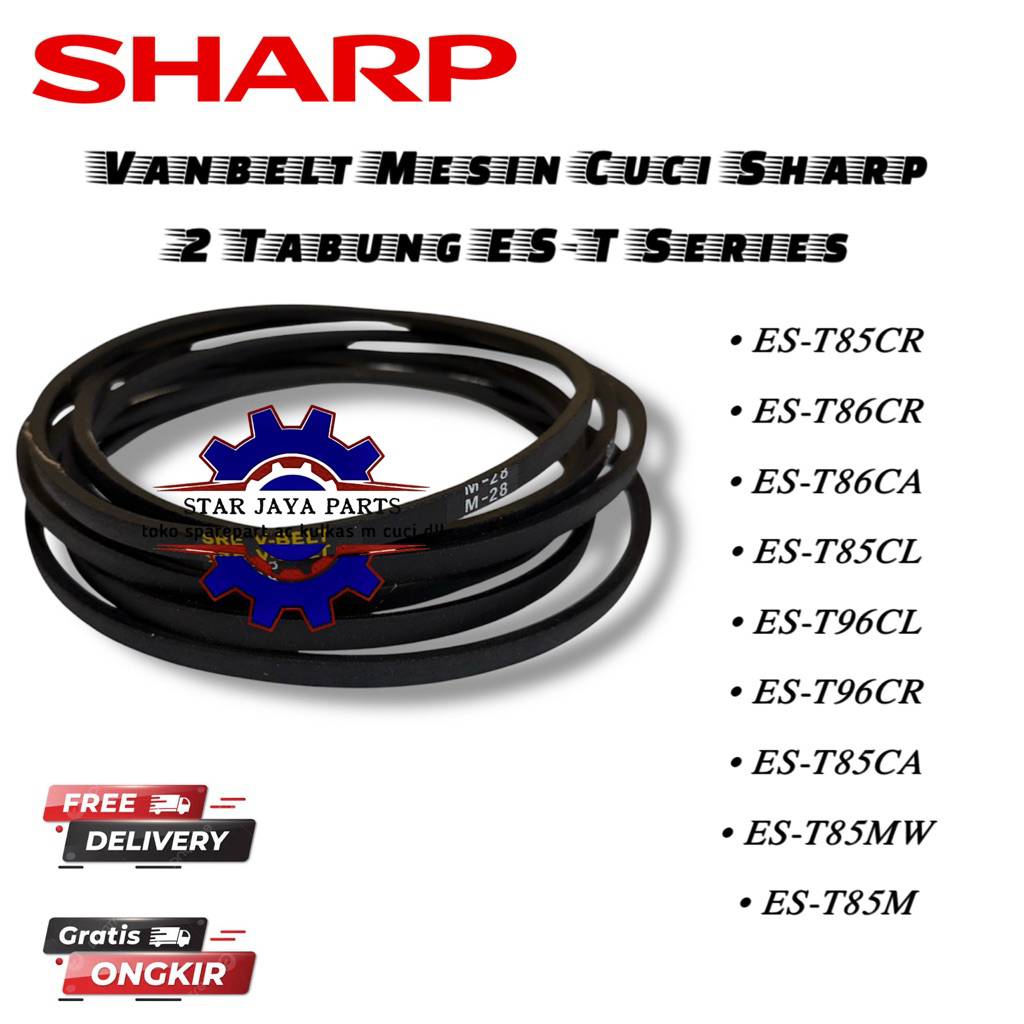 Vanbelt / V Belt SHARP ES-T85CR T86CR T86CA T85CL T96CL T96CR T85CA T85MW T85M Vanbelt Mesin Cuci Sh