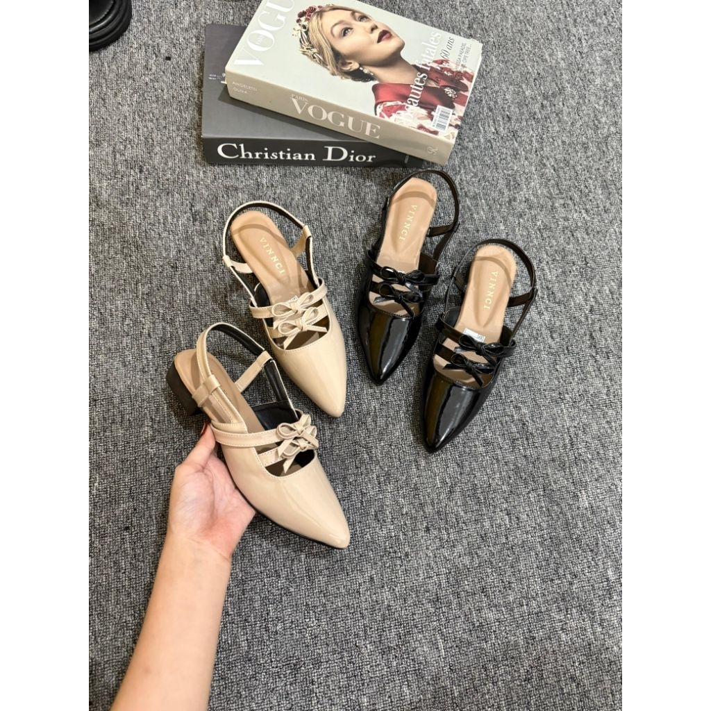 Flatshoes pita dua pansus tali belakang sandal wanita