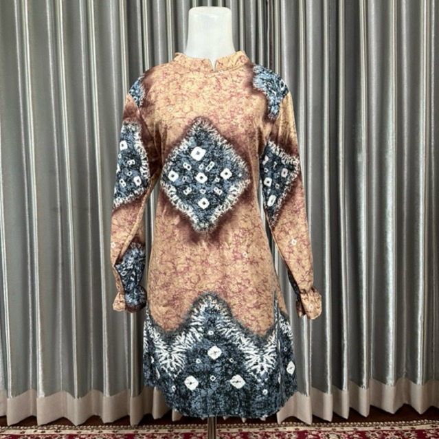 Tunik Jumputan Palembang/ COUPLE ATASAN TUNIK dan KEMEJA JUMPUTAN BAHAN DOBY