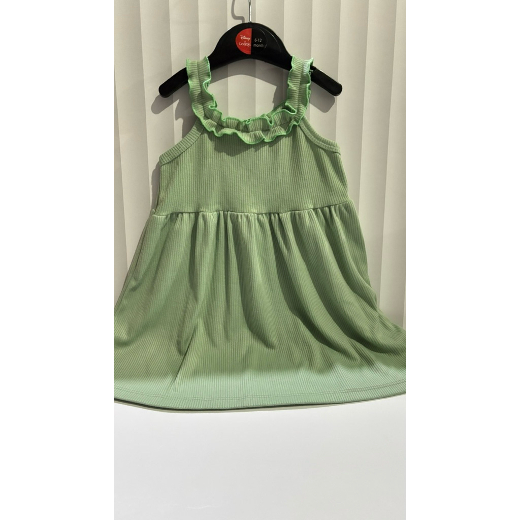 dress anak hijau sage