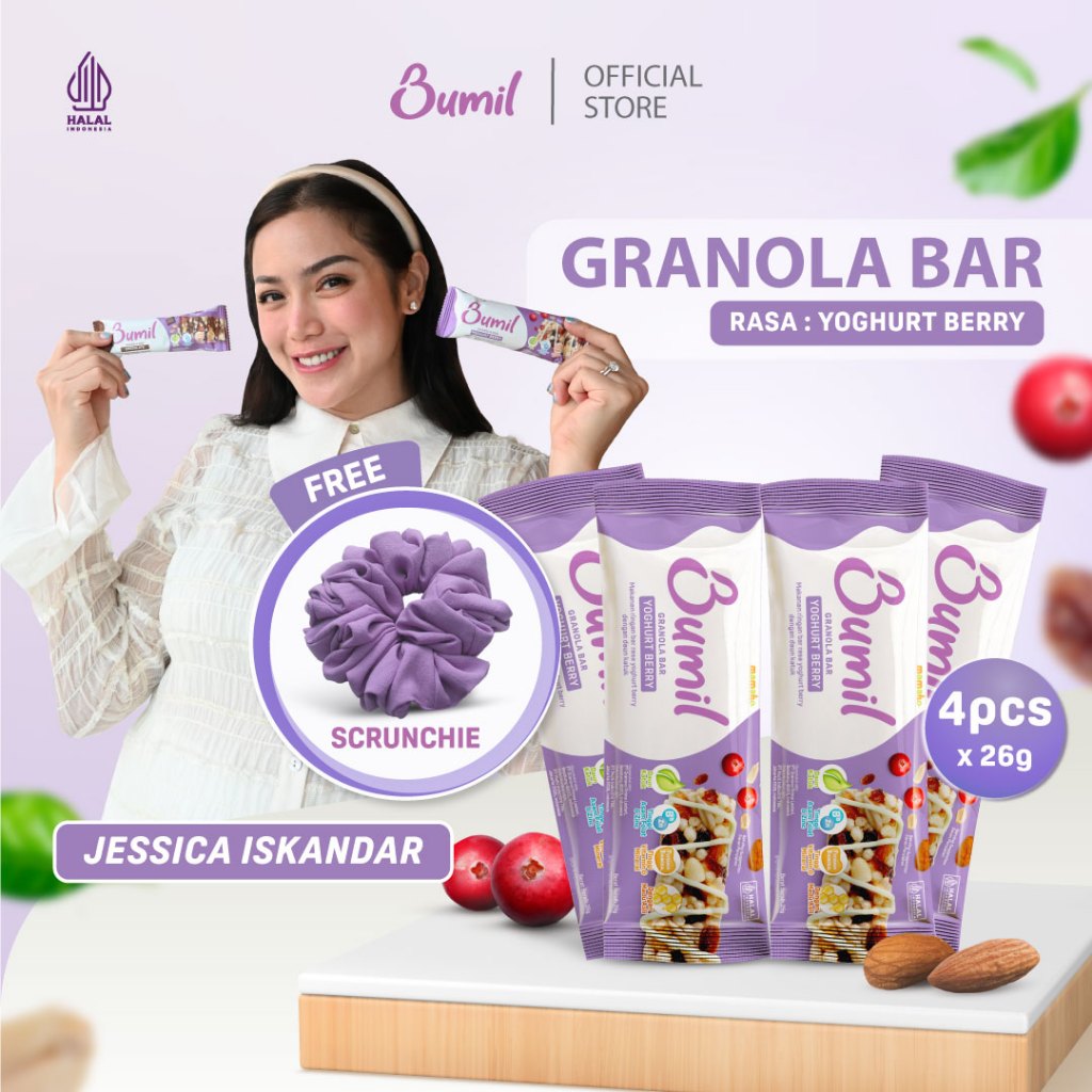 

BUMIL Makanan Ringan Bar Rasa Yoghurt Berry dengan Daun Katuk (Granola Bar Yoghurt Berry) [4 pcs]
