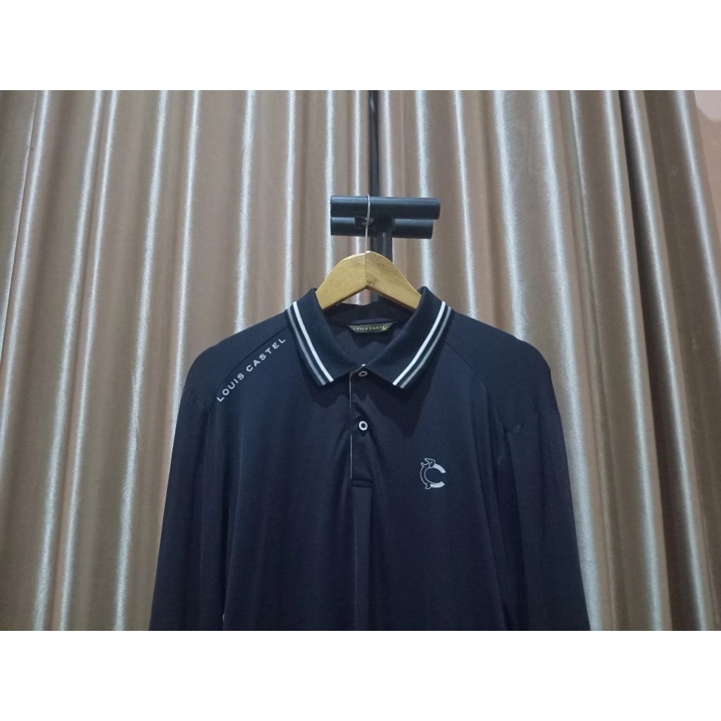 LOUIS CASTLE POLO SHIRT LONG SLEEVE BLACK