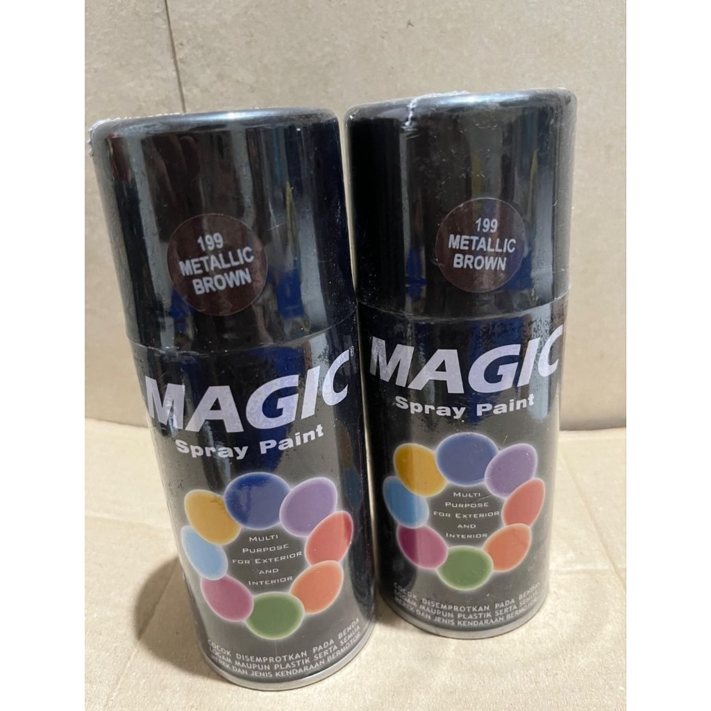 cat semprot pilok pilox magic spray paint magic metallic brown 199  coklat tua cokelat tua metallic