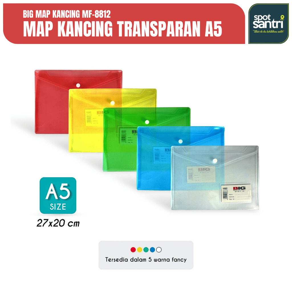 

BIG Map Kancing Plastik Transparan Dokumen A5 | MF-8812 [PCS]