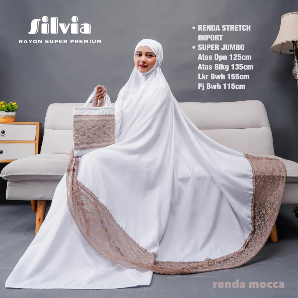 Mukena Renda Polos Putih Mukena Rayon Premium Size Super Jumbo