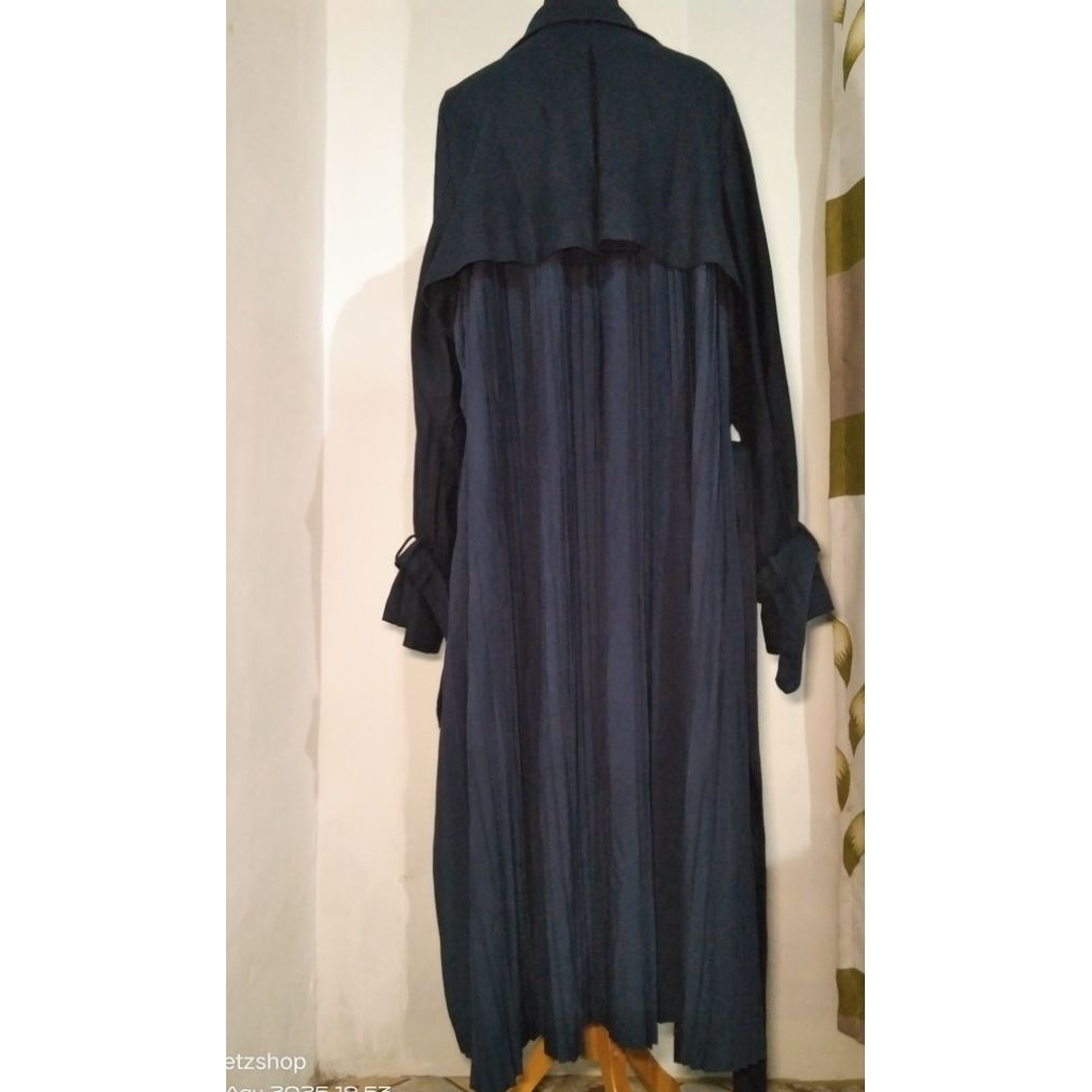 Coat katun linen bahan suprem kombinasi plisket