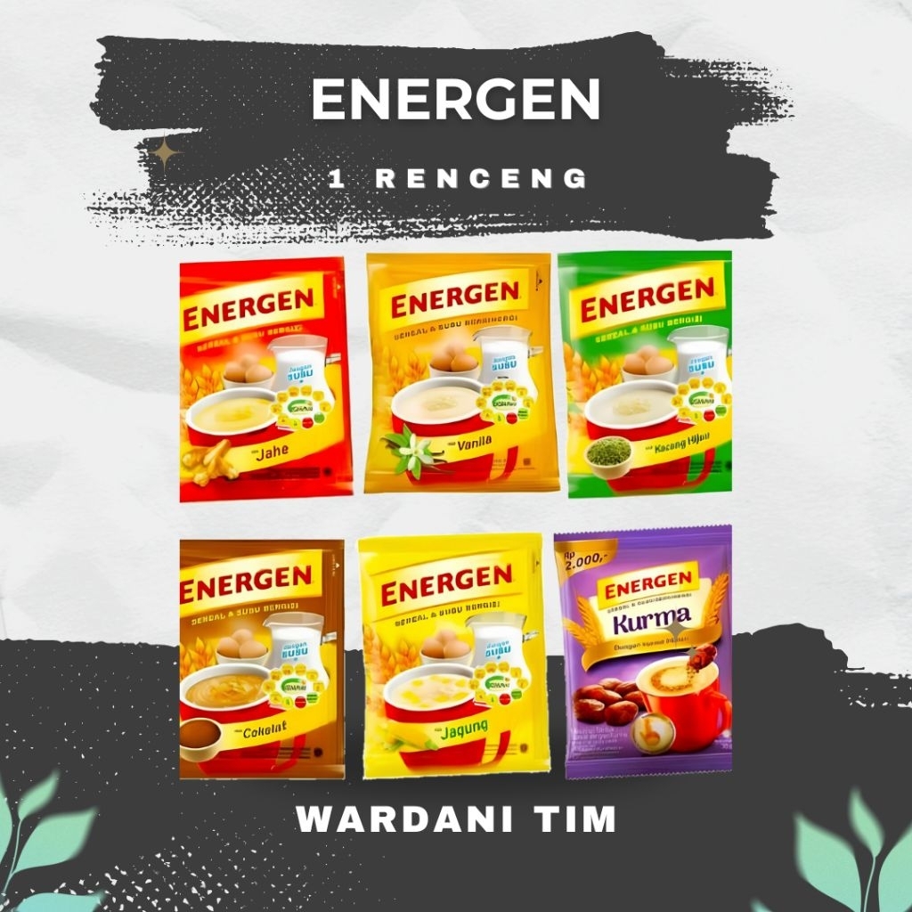 

Energen Sereal Bergizi 1 Renceng (10 Sachet) | Jahe, Vanila, Cokelat, Kacang Hijau, Jagung, Kurma – Minuman Sehat Praktis