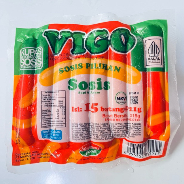 

Sosis sapi ayam VIGO 315gr isi 15 pcs