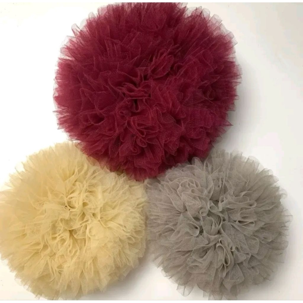 Ikat Rambut Scrunchie Cepol Hijab Bahan Tille / Brukat Renda ikat rambut brokat