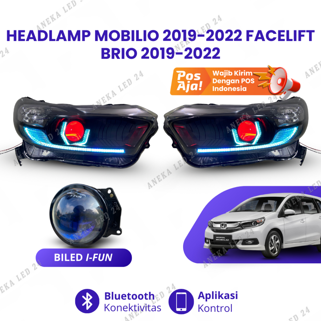 Headlamp Biled Brio Mobilio Facelift 2019 2022 RGB Lampu Depan Mobil Brio Mobilio Head Lamp PNP