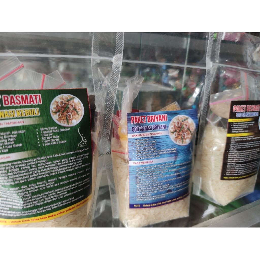 

paketan beras basmati plus bumbu kemasan 500gr