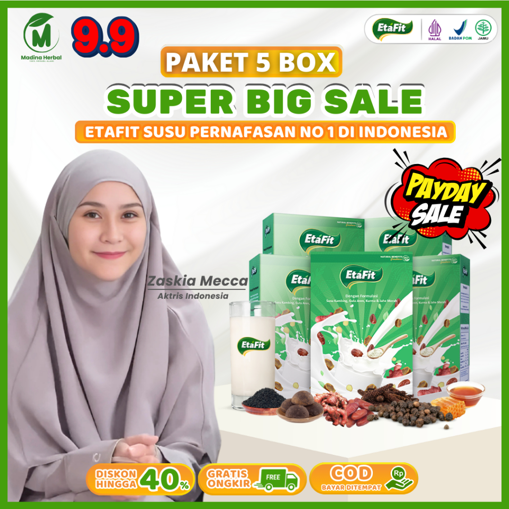 

ETAFIT - Susu Kambing Etawa 100% Asli - Herbal Pernafasan Asma Sesak Nafas dan Batuk - Paket 5 Box