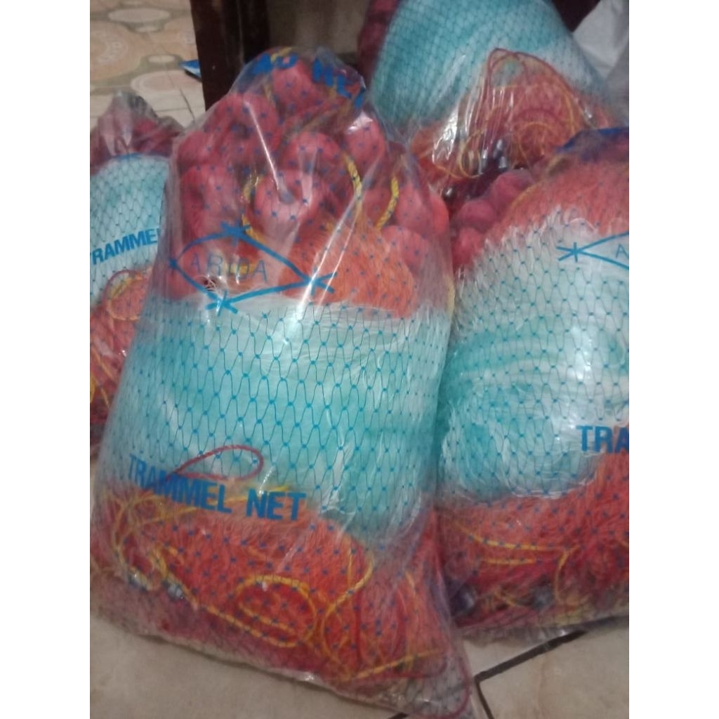 Jaring Udang Komplit 3 Lapis Bahan Tali Senar Merek Arida Ukuran 1 3/4 Inchi Siap Pakai Murah
