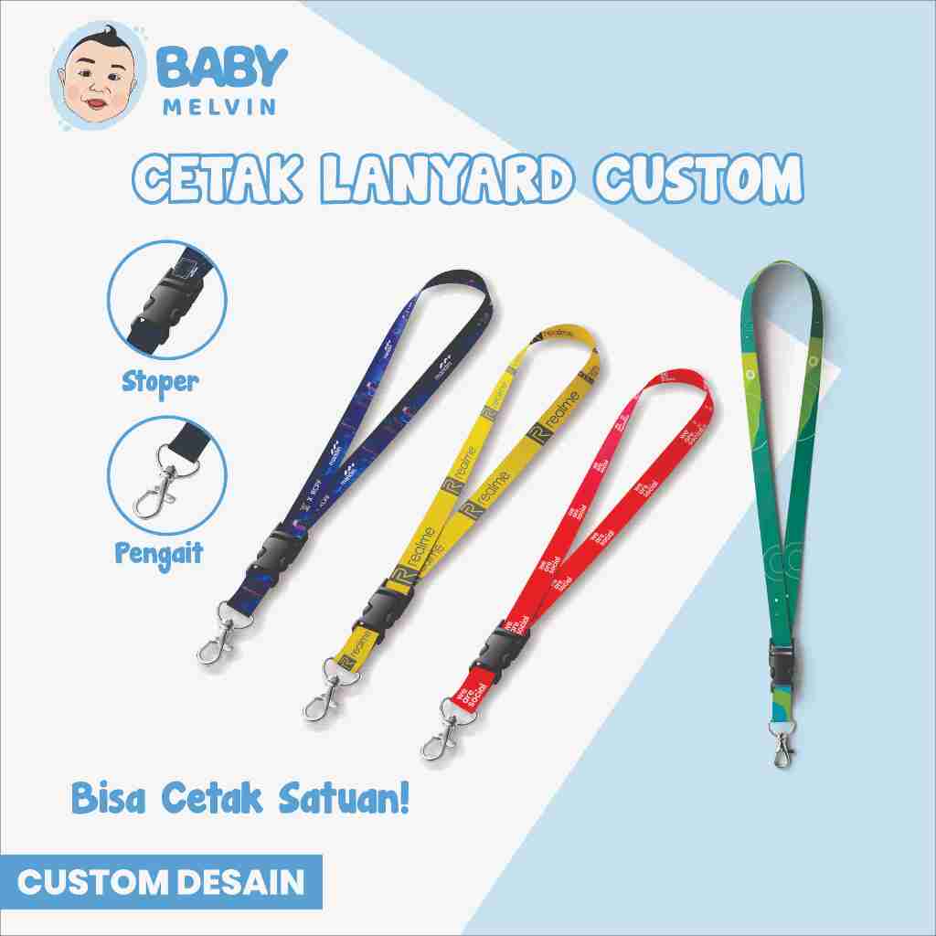 

Baby Melvin Custom 2 Sisi 2 Warna | Lanyard Sablon Premium | Desain Bebas | High Quality