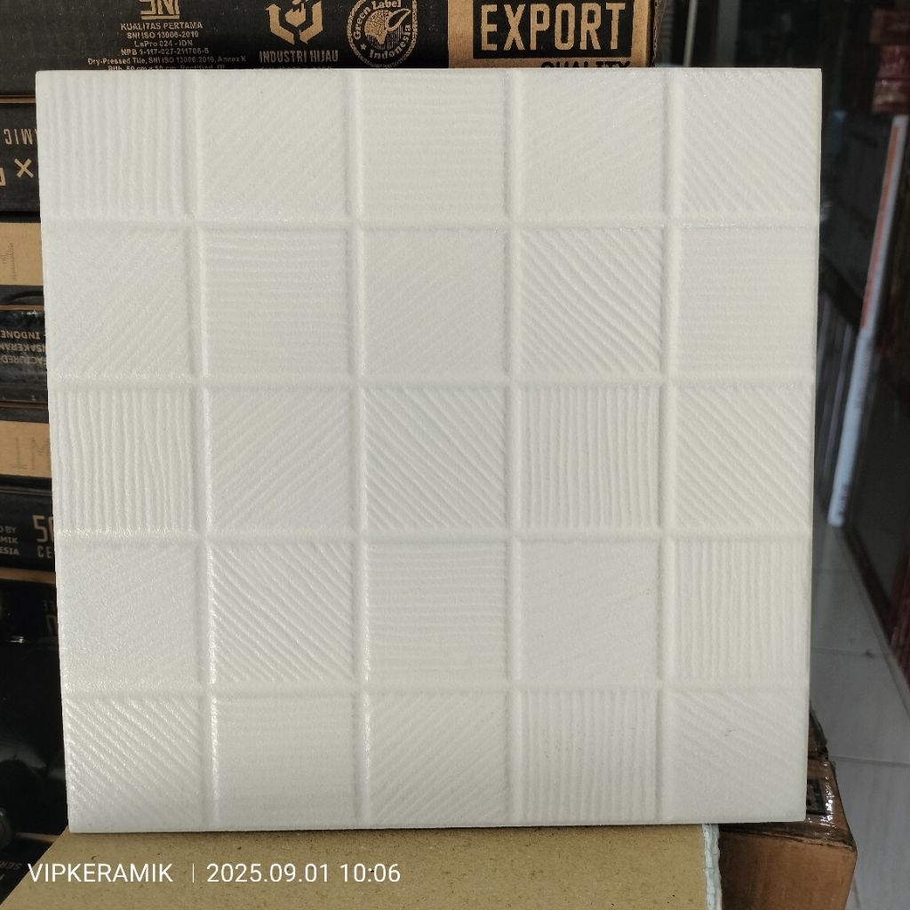 KERAMIK LANTAI KAMAR MANDI ASIA TILE ALPHA WHITE 25X25 KW1