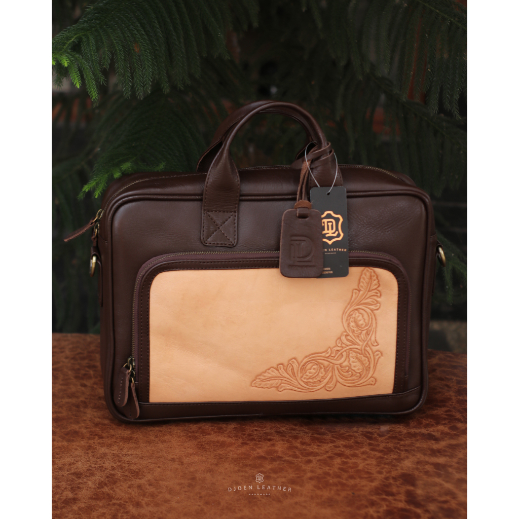 djoen leather messenger bag kulit sapi asli limited editon kombinasi tatah