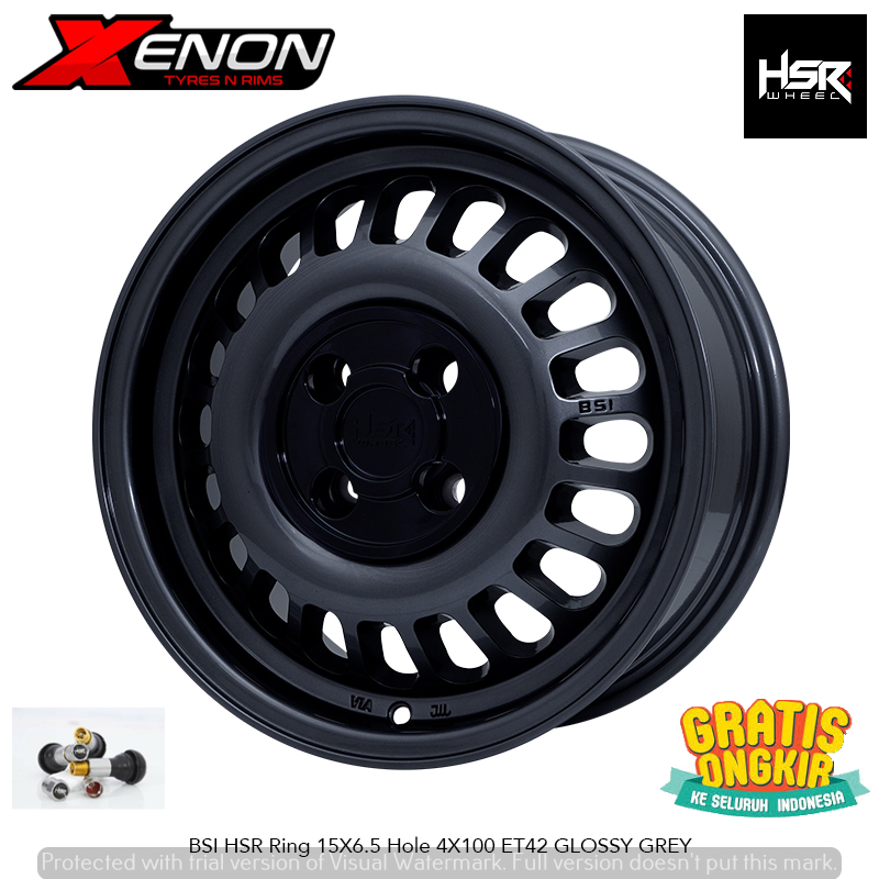 Velg Racing R15 HSR BSI Grey Model Kaleng Pcd 4x100 Ring 15 Buat Mobil Freed Yaris Jazz Mobilio Vios