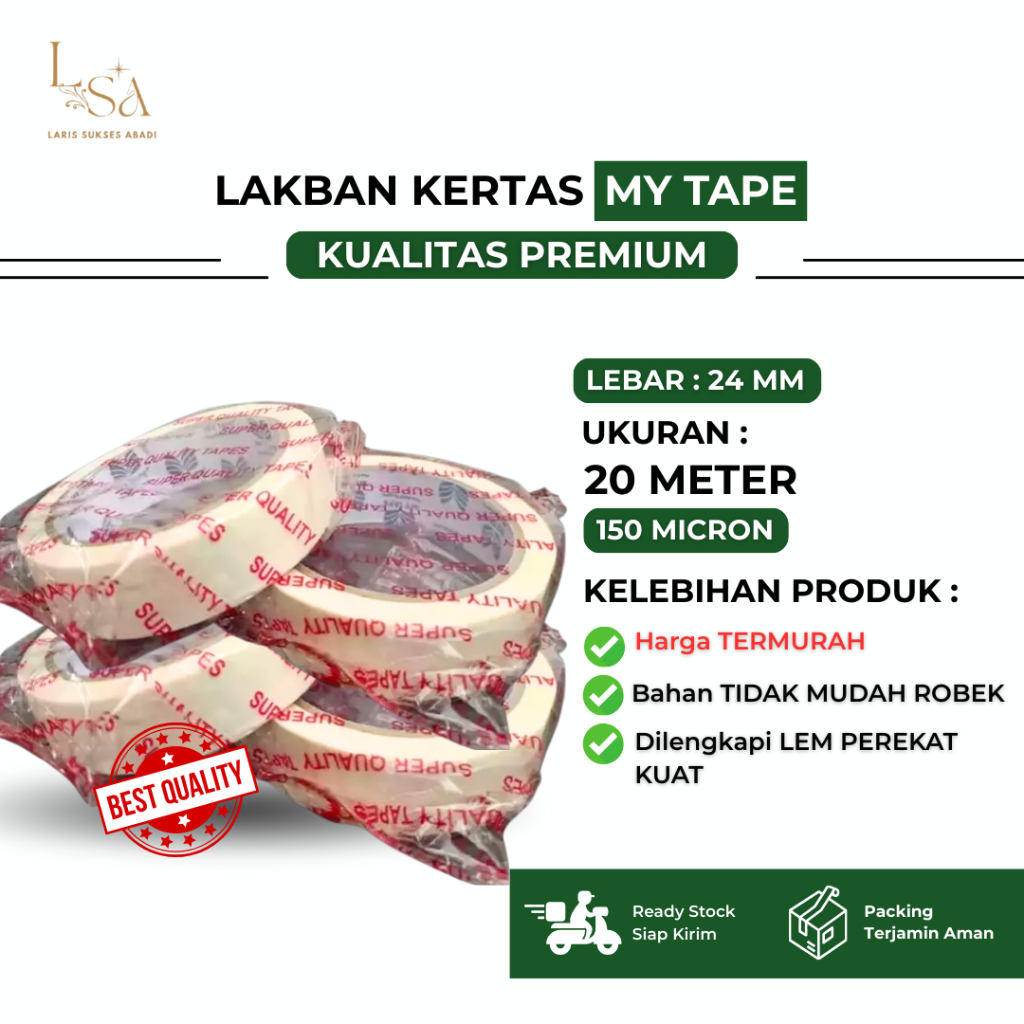 

Masking Tape/Lakban Kertas My Tape 24mm 20meter 150micron