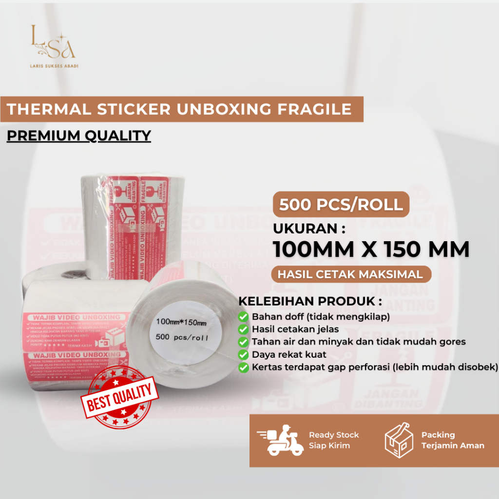 

THERMAL STICKER UNBOXING FRAGILE 100*150*500PCS