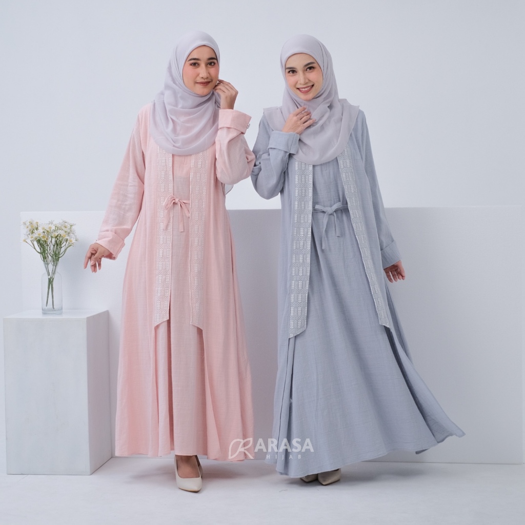 Viona Abaya - Abaya Gamis Dress Linen Katun Turki Arab Mesir Haji Umroh Elegant Busui by Arasa Hijab