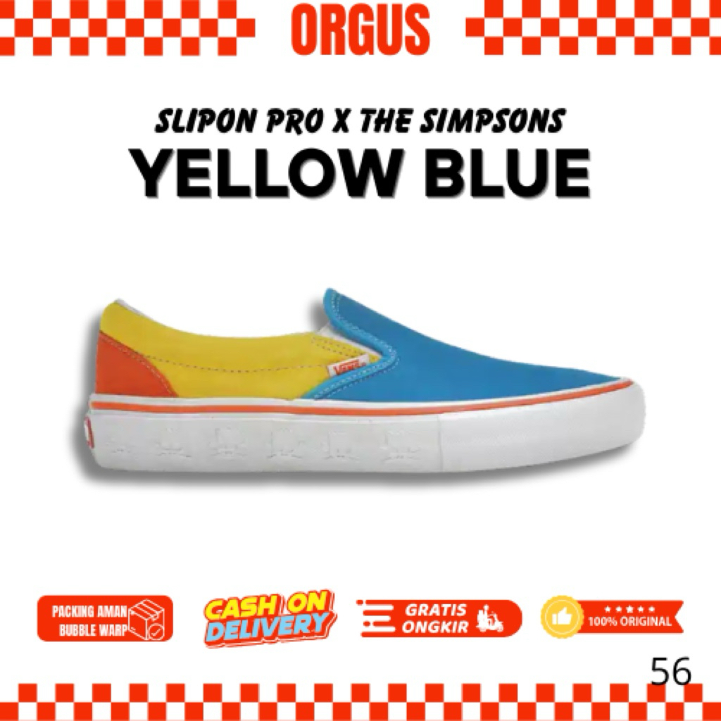 VANS SLIPON PRO X THE SIMPSONS YELLOW BLUE LIMITED EDITION ORIGINAL UNISEX